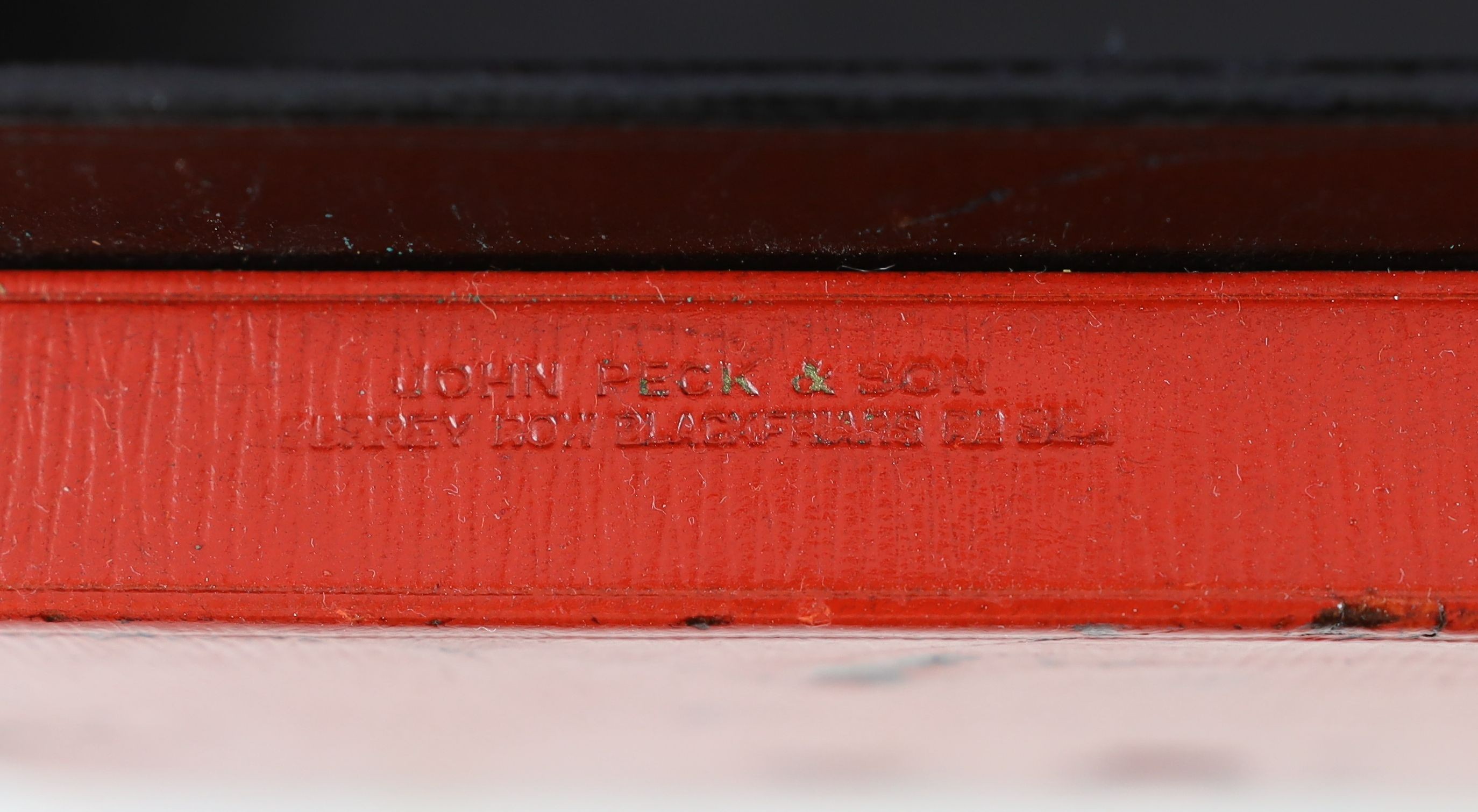A George VI red morocco leather government despatch box, 46cm wide 31cm deep 15cm high